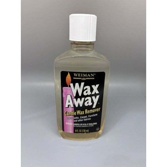 Weiman Wax Away Candle Wax Remover Fabrics 8 FL. OZ. White Cap Bottle Sealed Vtg - Picture 1 of 2